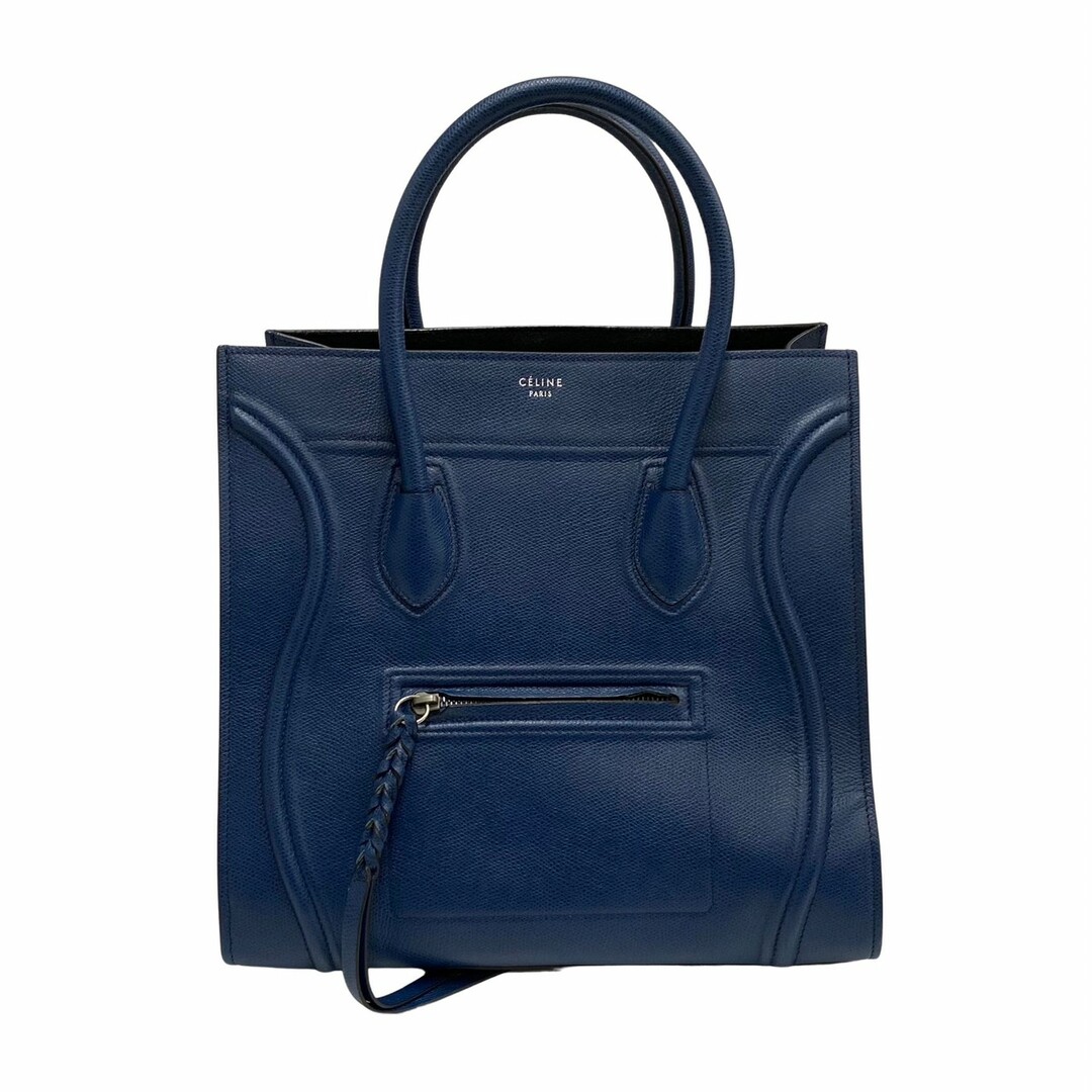 celine(セリーヌ)の極 美品 希少品 CELINE セリーヌ ロゴ ラゲージ ファントム レザー 本革 スエード ハンドバッグ トートバッグ ブルー 青 84846 レディースのバッグ(トートバッグ)の商品写真