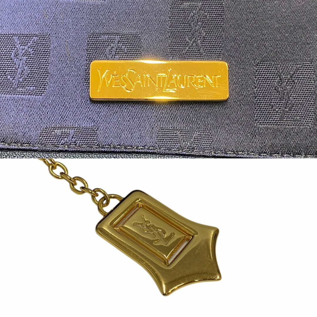 ほぼ未使用 YVES SAINT LAURENT イヴ・サンローラン ロゴ 金具 カーフ レザー ハンドバッグ ミニ ネイビー 77961 2