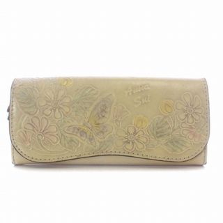 アナスイ(ANNA SUI)のANNA SUI 長財布 二つ折り レザー 花柄 蝶々 ロゴ アイボリー(財布)