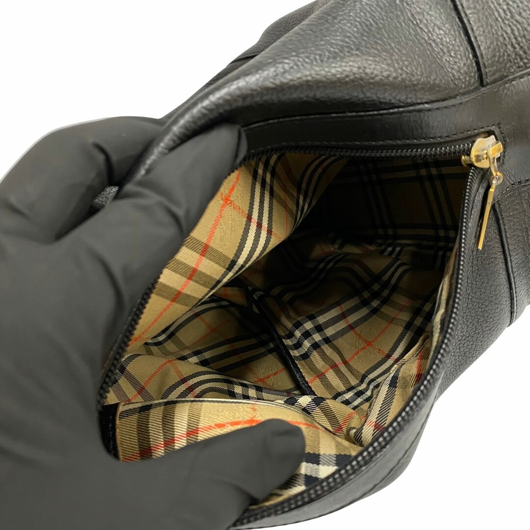 極 美品 Burberrys バーバリーズ ノバチェック ロゴ レザー 本革 巾着