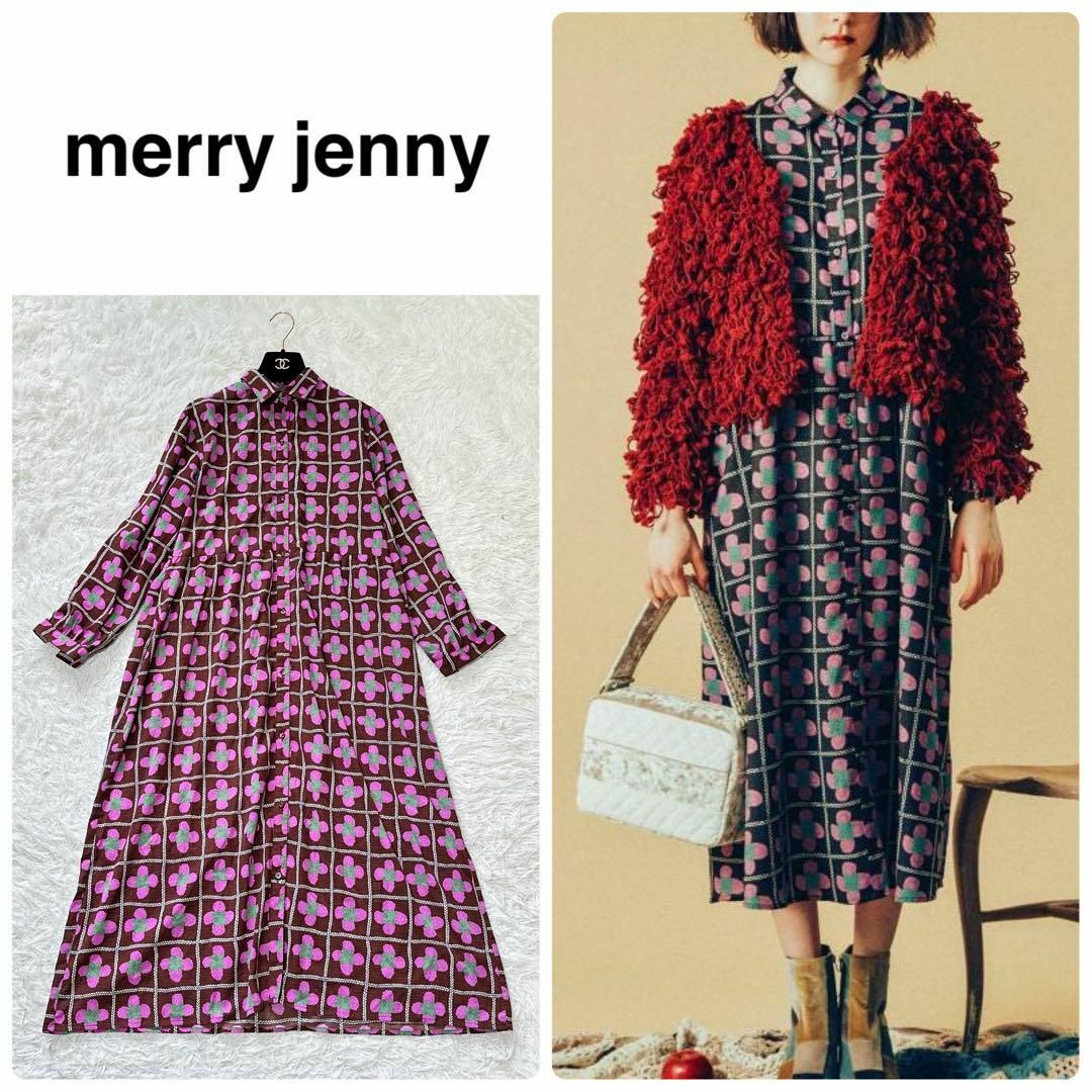 新品⬛️メリージェニー♡merry jennyチェック柄お花のブラウス