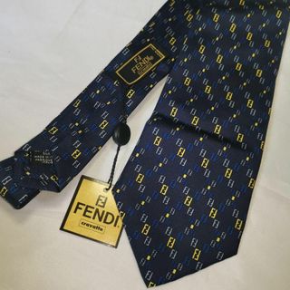 フェンディ(FENDI)の166未使用タグ付き　フェンディ　ネクタイ　ズッカ　オールド　シルク　ネイビー(ネクタイ)