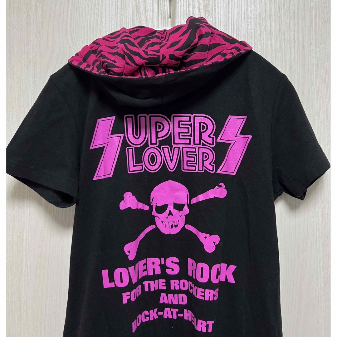 SUPER LOVERS(スーパーラヴァーズ)の美品　スーパーラヴァーズ ロック パーカー ロング ドクロ レオパード ピンク レディースのトップス(パーカー)の商品写真