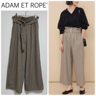 アダムエロぺ(Adam et Rope')の【中古美品】ADAM ET ROPE'キャリーマンチェック柄ワイドパンツ(カジュアルパンツ)