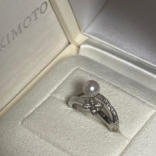 ミキモト(MIKIMOTO)の【超美品】ミキモトデザインリング9号pt950ダイヤ＋パール(リング(指輪))