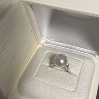 ミキモト(MIKIMOTO)の【超美品】大玉白蝶パールリング11.3mm ダイヤモンド0.27ct 10.5号(リング(指輪))