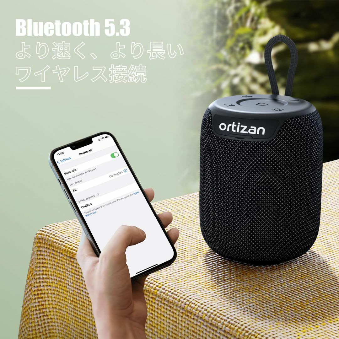 Ortizan スピーカー bluetooth 防水 IPX7 小型 ワイヤレス