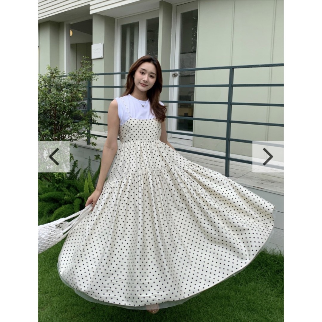 BIRTHDAY BASH(バースデーバッシュ)の新品未使用　MARIA JACQUARD DOT DRESS サイズM レディースのワンピース(ロングワンピース/マキシワンピース)の商品写真