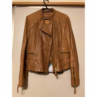 Massimo Dutti キルティング　ラムレザー ジャケット　ライダース