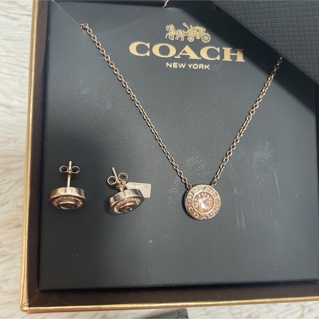 COACH ネックレス ピアス セット ローズピンク