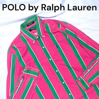 ラルフローレン(Ralph Lauren)のポロ ラルフローレン★クレイジー配色 ストライプ柄シャツ 胸刺繍 正規品 希少(シャツ/ブラウス(長袖/七分))