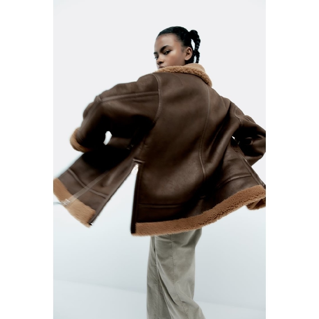 ZARA ダブルフェイスジャケット Lサイズ ブラウン