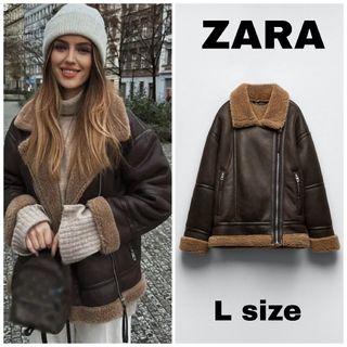 ZARA - ZARA ダブルフェイスジャケット Lサイズ ブラウンの通販 by