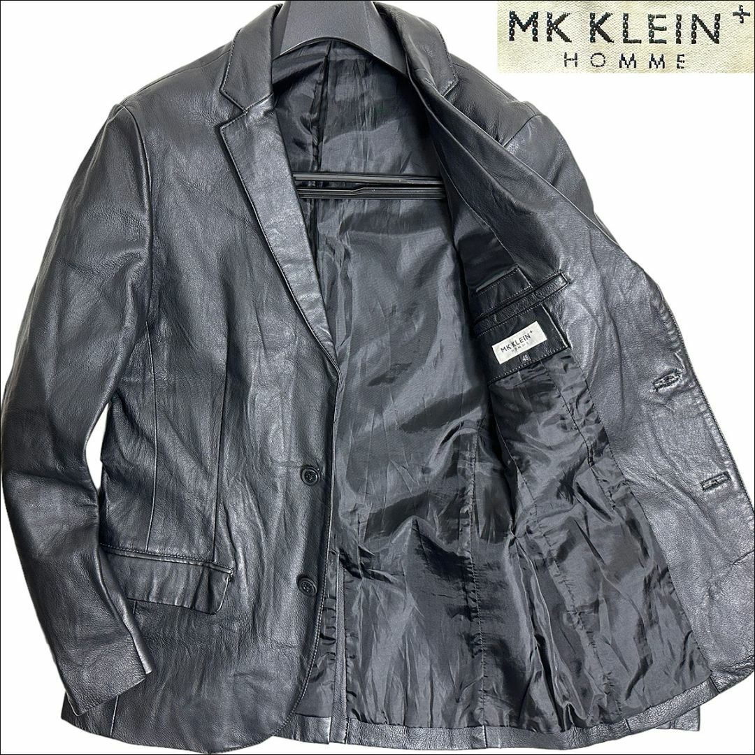 MICHEL KLEIN HOMME - J6132美品 ミッシェルクランオム レザーテーラードジャケット ブラック 48の通販 by HT