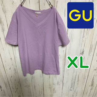 ジーユー(GU)の【未使用に近い】GU 　コットン　VネックT　XL 　シンプル　半袖(Tシャツ(半袖/袖なし))