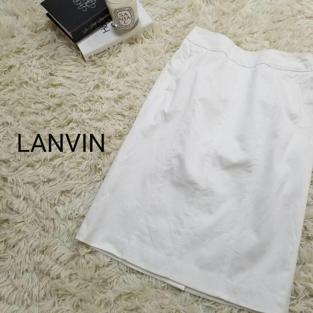 LANVIN COLLECTION(ランバンコレクション)のランバンコレクション美脚ストレッチタイトスカート36白Sゴルフウェア レディースのスカート(ひざ丈スカート)の商品写真