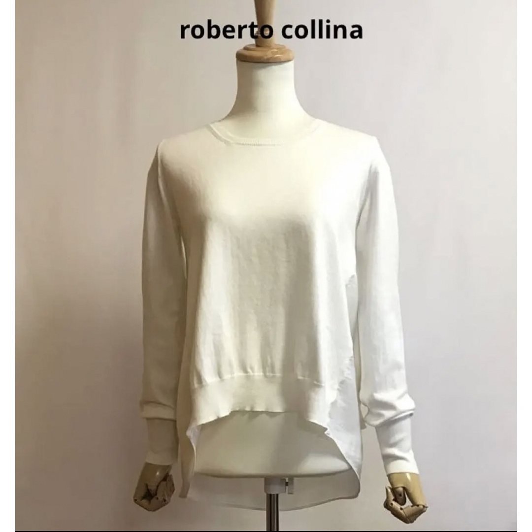 ROBERTO COLLINA(ロベルトコリーナ)のroberto collina 異素材切り替え レイヤード風プルオーバー ニット レディースのトップス(ニット/セーター)の商品写真