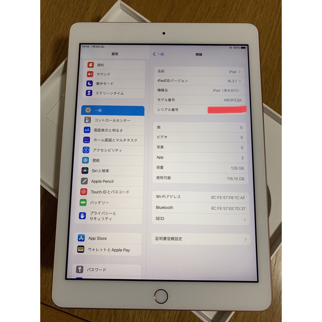 極美品 iPad 9.7インチ 第6世代 128GB  Wi-Fi モデル 3