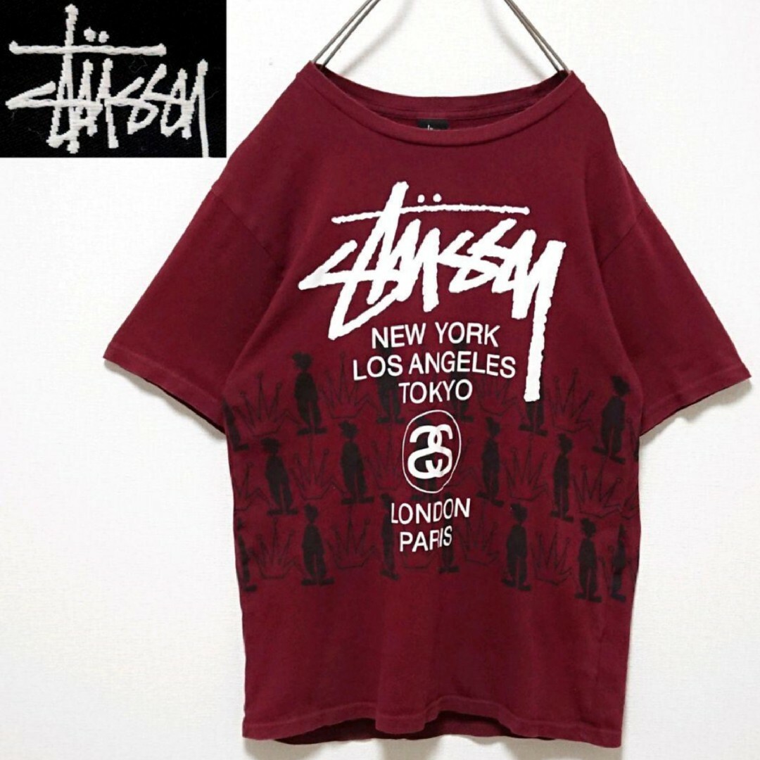 【ワールドツアー　両面ロゴ】STUSSY ステューシー　Tシャツ　ロゴ割れなし