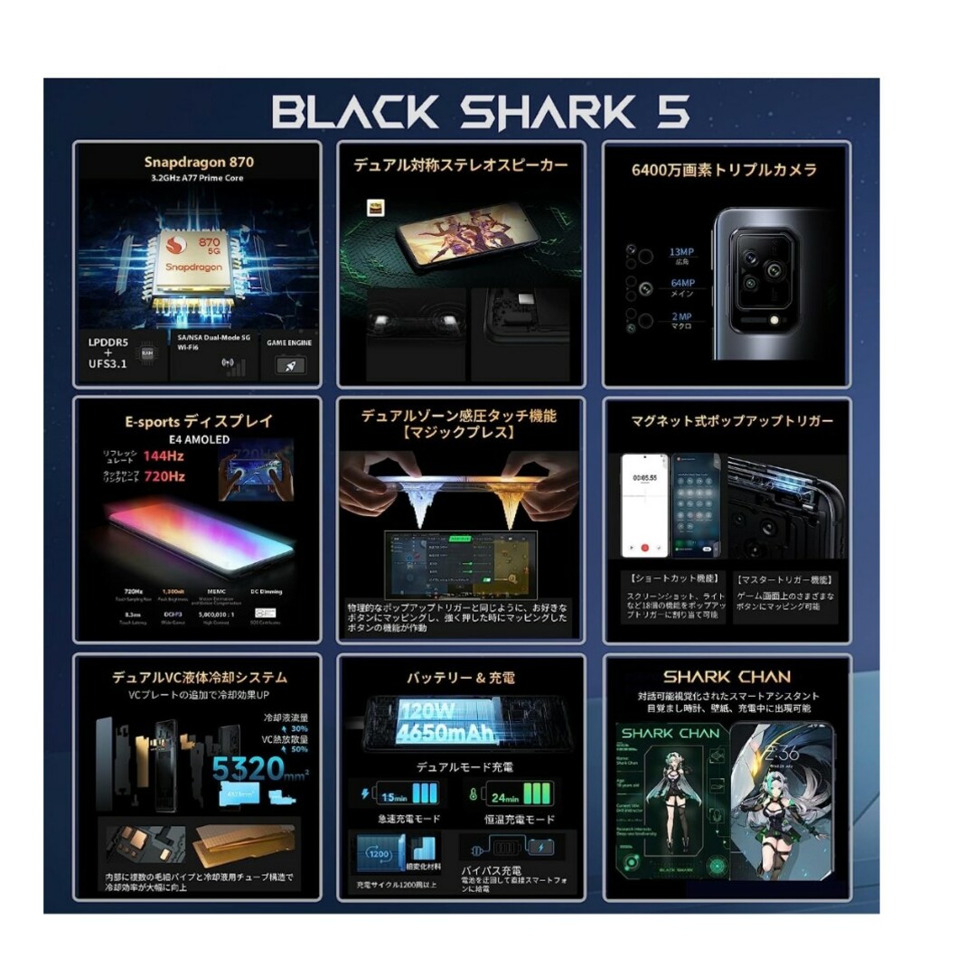 Black Shark 5　8GB/128GB ブラック 日本モデル