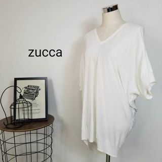 ズッカ(ZUCCa)のZUCCaドルマンスリーブコクーンシルエットシアーニットM白サマーニット透け感(ニット/セーター)