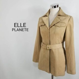 エルプラネット(ELLE PLANETE)のELLE PLANETEエコスエードミディ丈コート38ベージュ系(ロングコート)