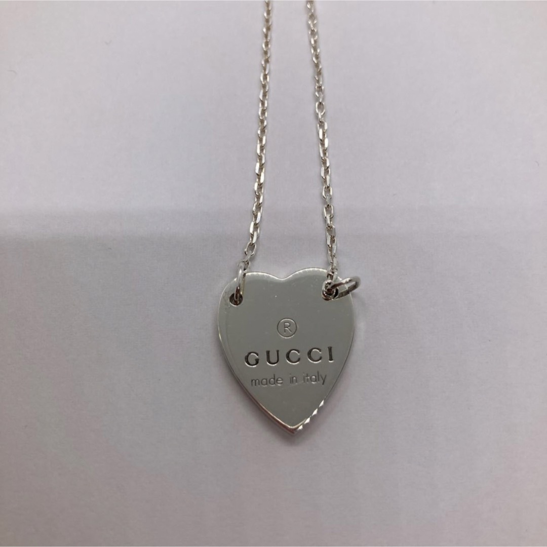 美品★GUCCI グッチ ハートプレート ネックレス シルバー925