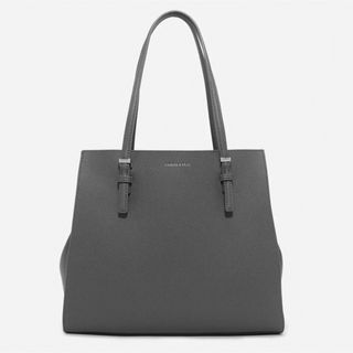 チャールズアンドキース(Charles and Keith)の【チャールズアンドキース】未使用　クラシックダブルハンドル　トートバッグ　グレー(トートバッグ)