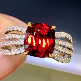 天然スピネル ダイヤ リング 2.56ct k18 ¥(リング(指輪))