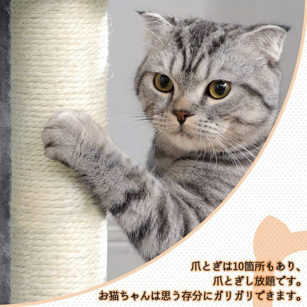 大型猫もOKの室内用キャットタワー、ハンモック付き 2