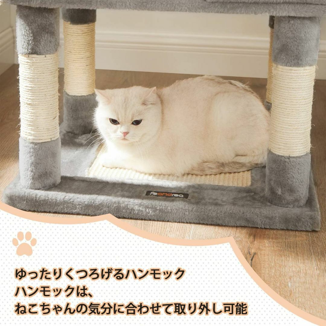 大型猫もOKの室内用キャットタワー、ハンモック付き 3