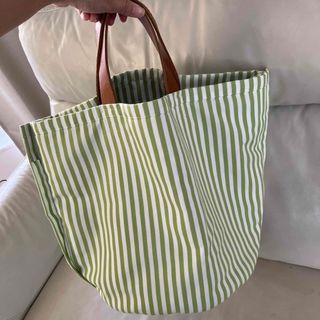 LUDLOW  Shirring stripe tote S  イエロー