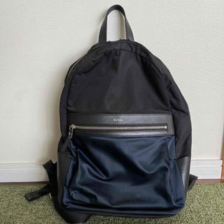 【美品】ポールスミス　マルチライン　リュック　バックパック　レザー　ネイビー