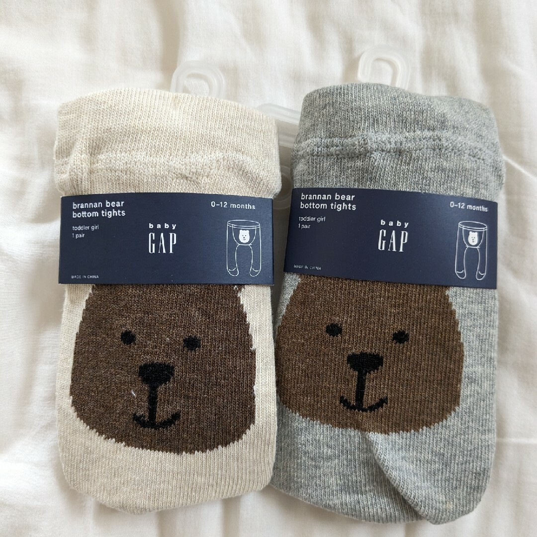 babyGAP(ベビーギャップ)の新品　babygap くまさんタイツ80 0-12M ブラナンベア　リブタイツ キッズ/ベビー/マタニティのこども用ファッション小物(靴下/タイツ)の商品写真