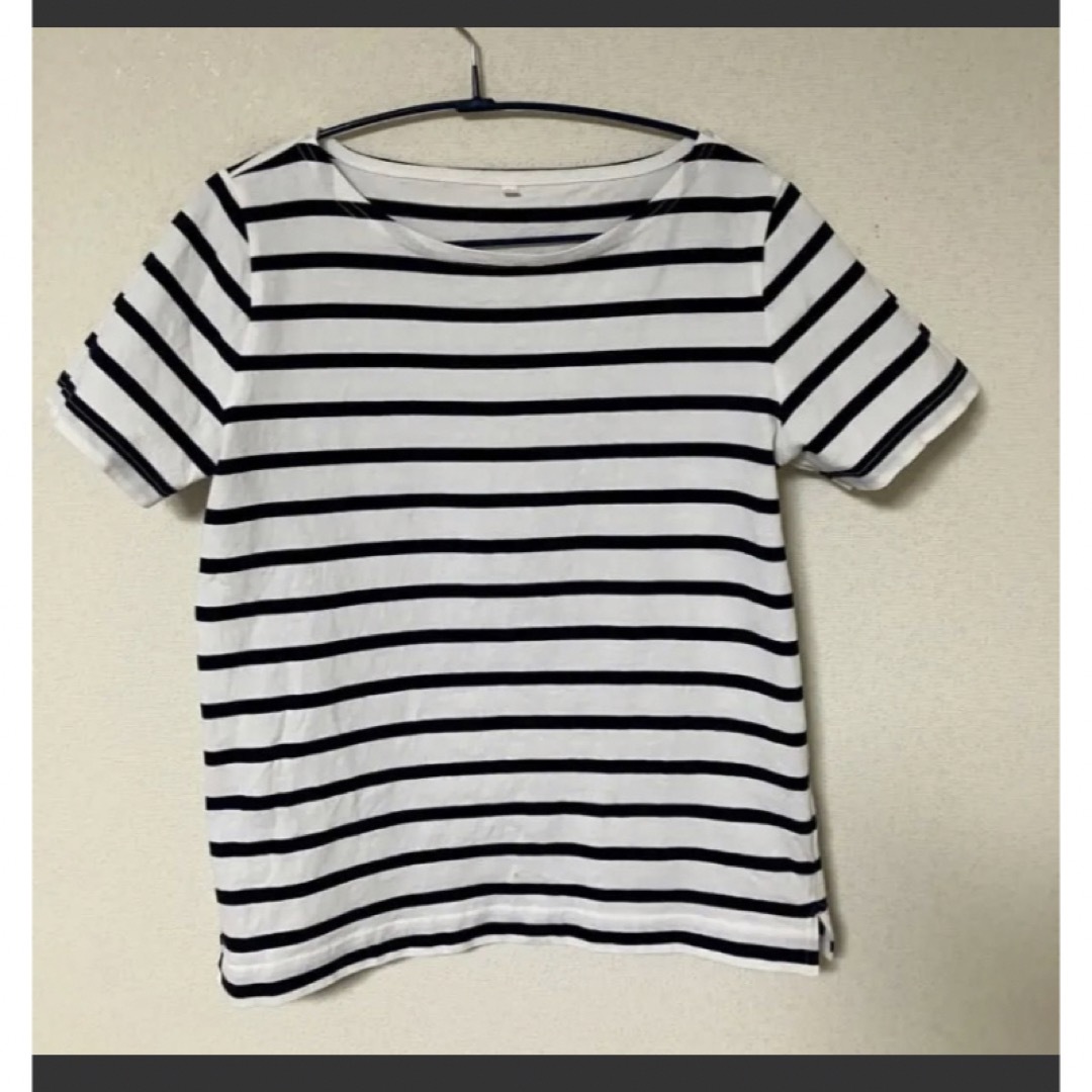 MUJI (無印良品)(ムジルシリョウヒン)のL サイズ　無印良品 ボーダーカットソー 半袖Tシャツ ボーダーTシャツ レディースのトップス(Tシャツ(半袖/袖なし))の商品写真
