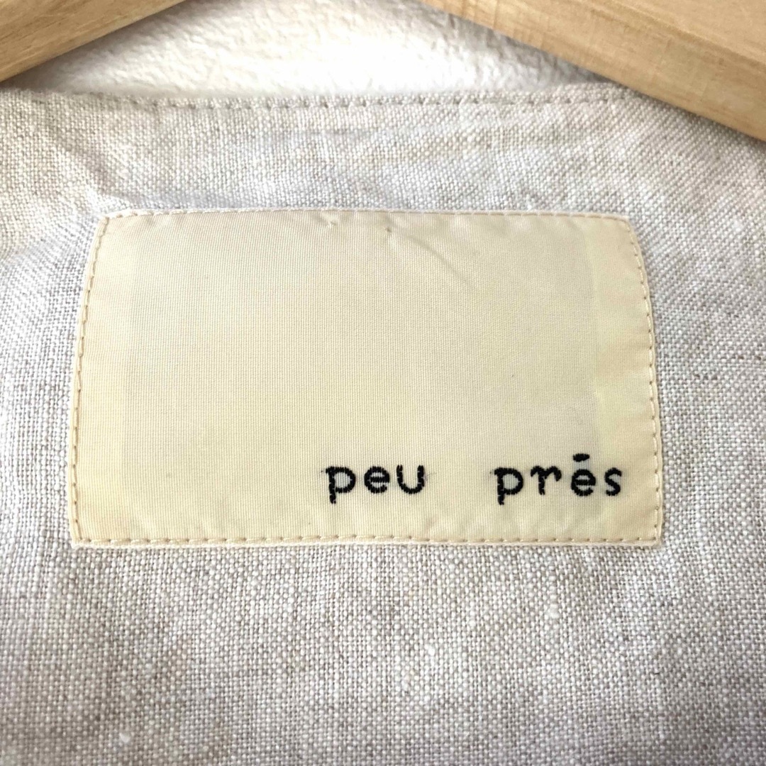 peu pres(プープレ)の●プープレ●リネン　ノーカラーコート　レース刺繍　生成り　春秋　羽織り　アウター レディースのジャケット/アウター(ノーカラージャケット)の商品写真