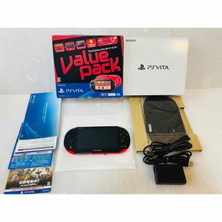 プレイステーションヴィータ(PlayStation Vita)の超美品　PSVita PCH-2000 レッド × ブラック バリューパック (携帯用ゲーム機本体)