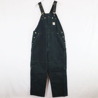 カーハート(carhartt)の2000年代 メキシコ製 Carhartt DUCK BIB OVERALLS  ワーク  ストリート  ダブルニー ダック地  ブラック (メンズ 42×32) 中古 古着 N5697(サロペット/オーバーオール)