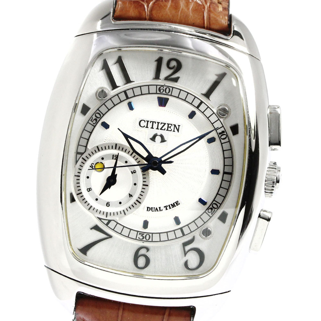 SS×革文字盤色シチズン CITIZEN 7764-T004466 カンパノラ 206 デュアルタイム クォーツ メンズ _764091