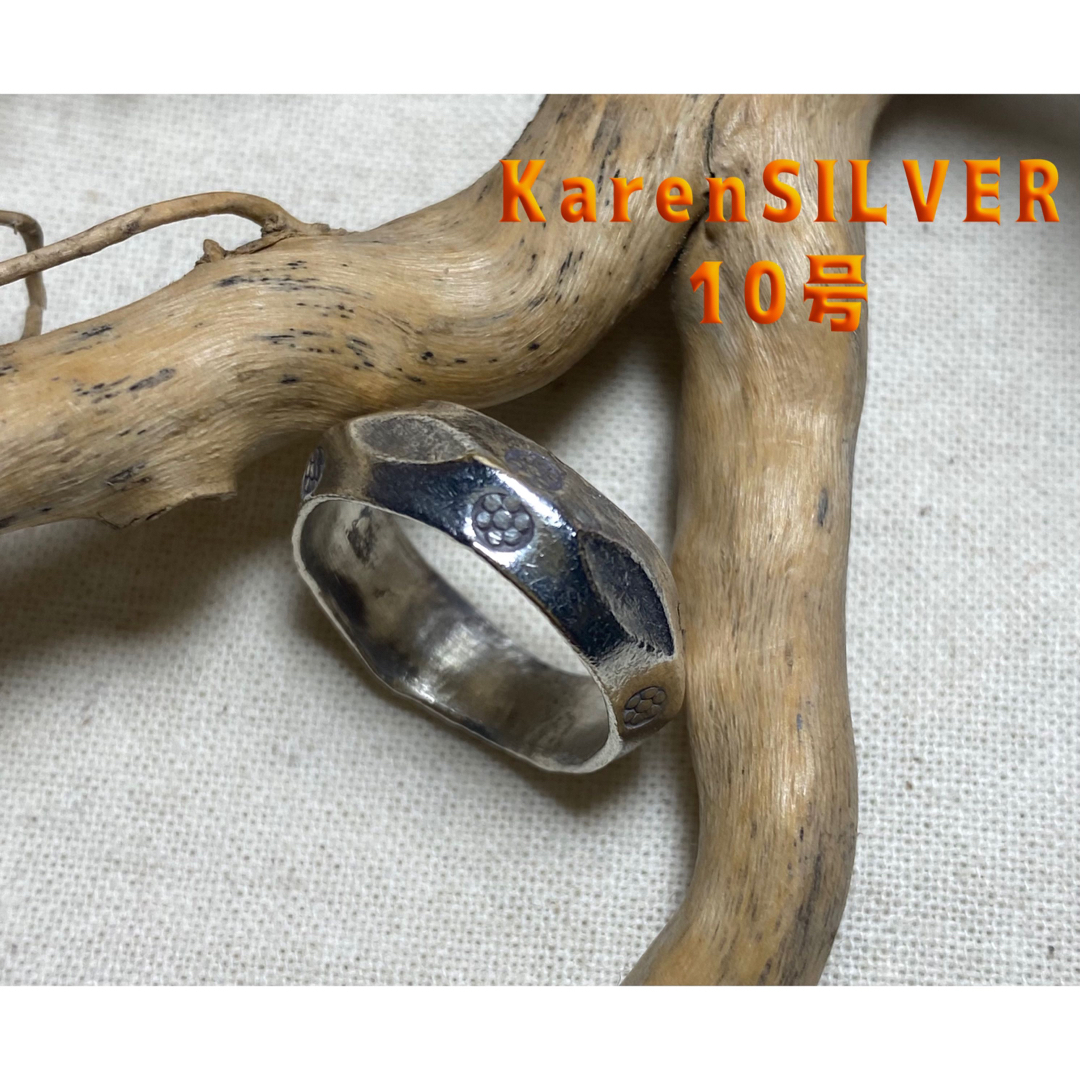 カレンシルバー　ハンドメイドヴィンテージ手作り高純度銀製品指輪タイ山岳10号2M