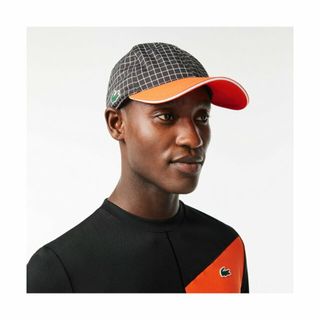 ラコステ(LACOSTE)の【ブラック】グリッドプリント6パネルキャップ(キャップ)