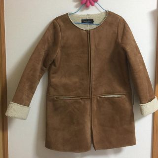 ショコラフィネローブ(chocol raffine robe)のムートンボアコート キャメル もこもこ 丸襟(ムートンコート)