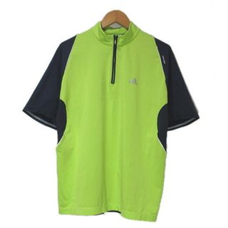 アディダス(adidas)のアディダス シャツ ハーフジップ 半袖 ゴルフ ウエア 紺 黄緑 M ■GY08(ウエア)