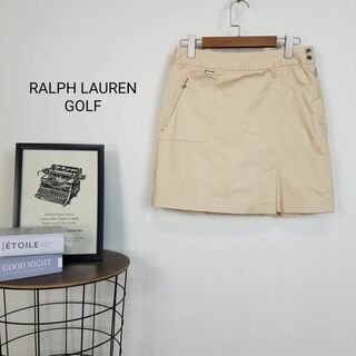 ラルフローレン(Ralph Lauren)のラルフローレンゴルフ機能的ストレッチインナー付ミニスカートMベージュ(ひざ丈スカート)