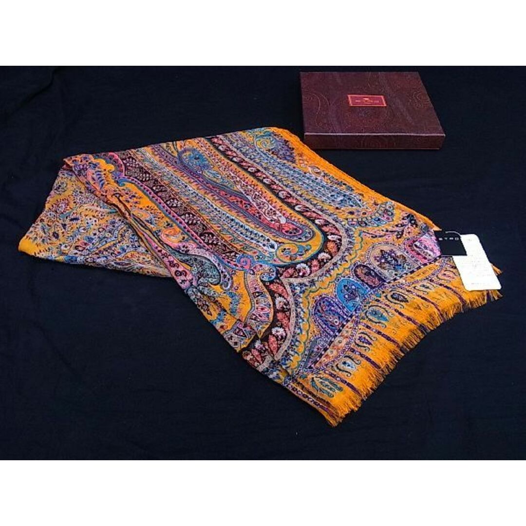 □新品□未使用□ ETRO エトロ シルク100% ペイズリー柄 フリンジ