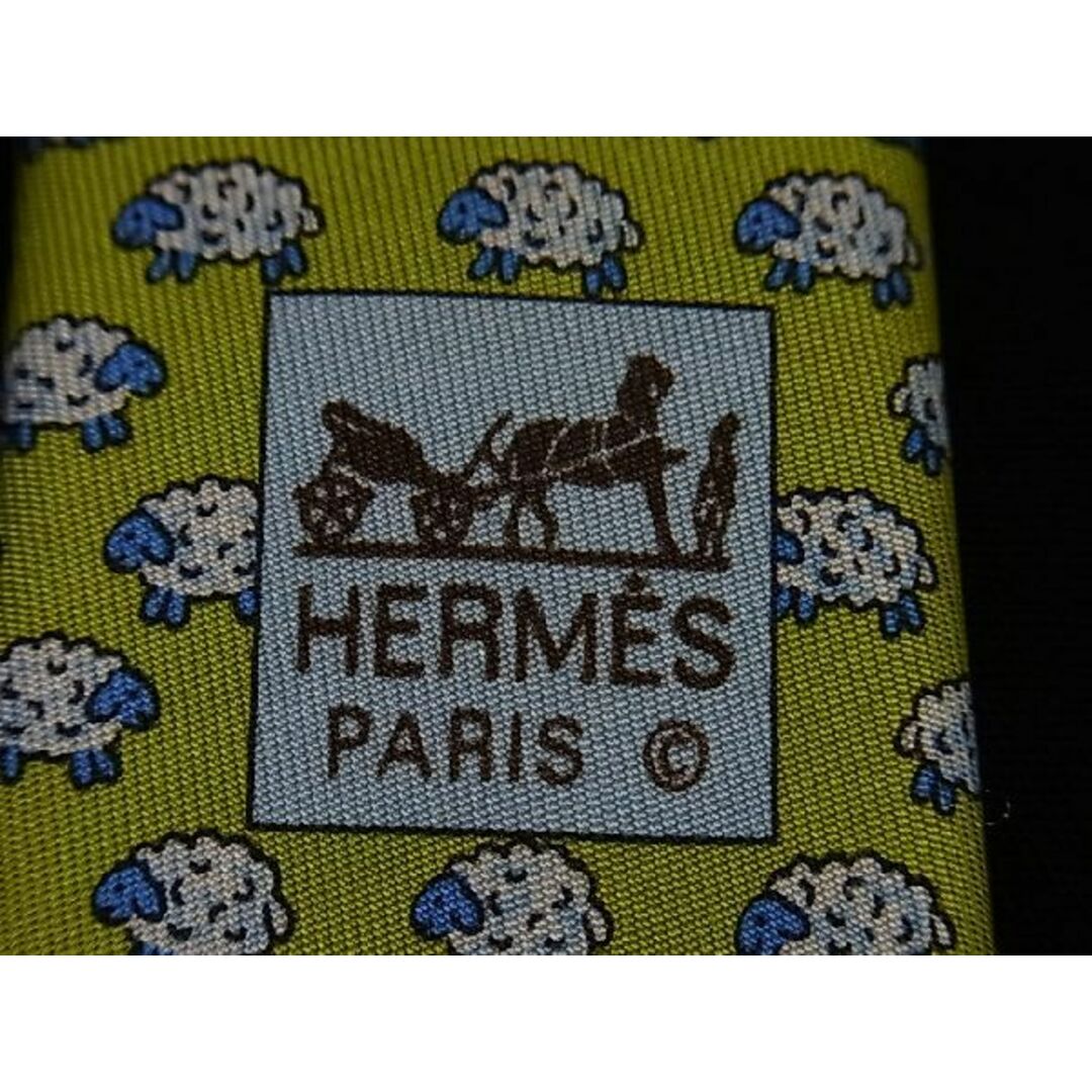 Hermes(エルメス)の■新品■未使用■ HERMES エルメス シルク100% 羊 ひつじ 総柄 ネクタイ ビジネス 紳士 メンズ グリーン系 AN9256  メンズのファッション小物(ネクタイ)の商品写真