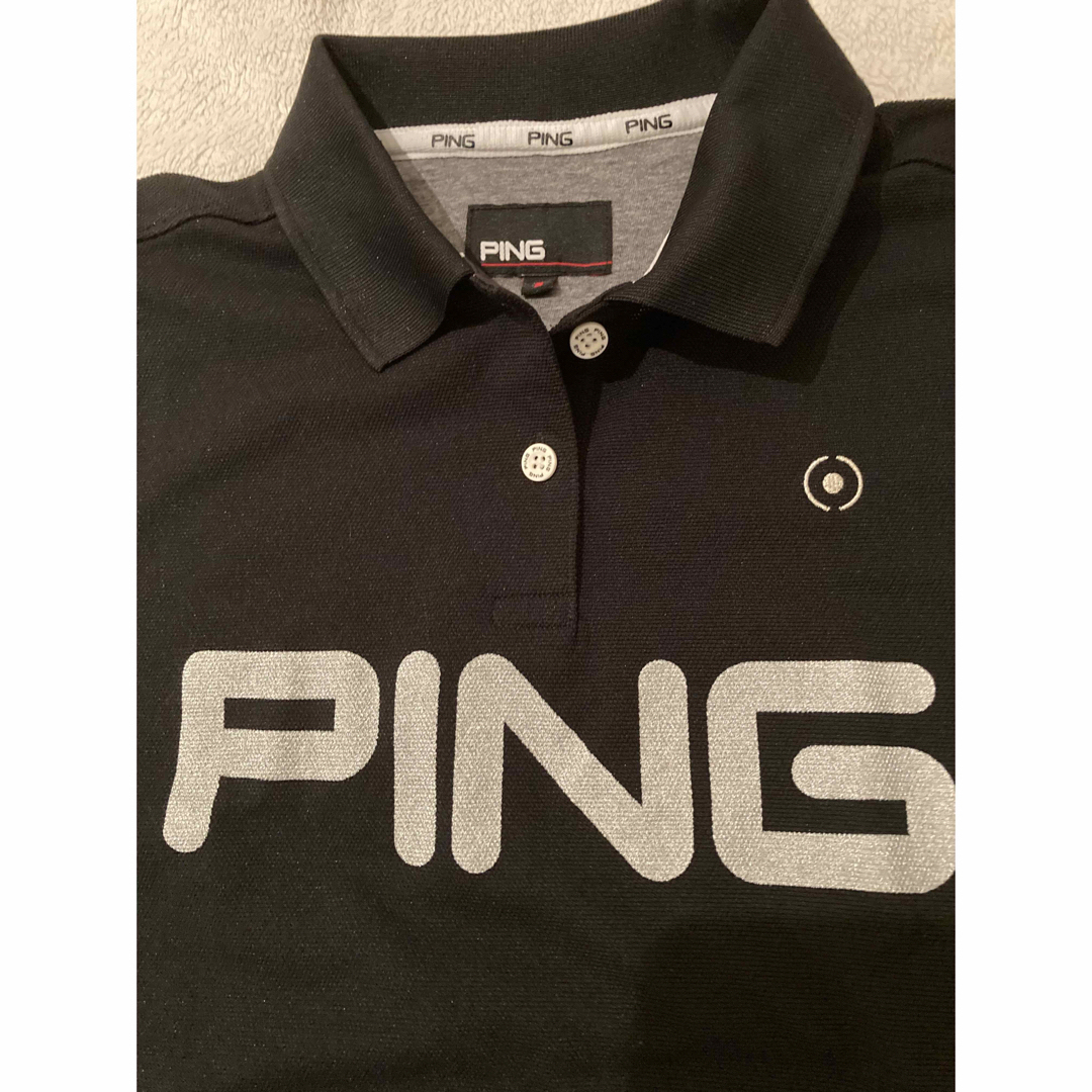 PING(ピン)のPING ピン 2021年モデル 半袖ポロシャツ ビッグロゴ ブラック系 S ゴ スポーツ/アウトドアのゴルフ(ウエア)の商品写真