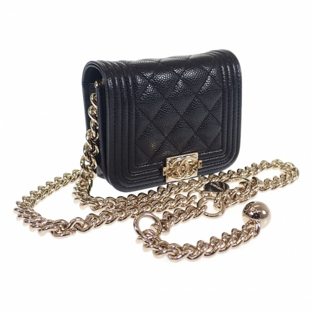 【Aランク】CHANEL シャネル ボーイシャネル ベルトバッグ AP2302 B06291 94305 キャビアスキン ブラック チェーンポーチ ゴールド金具【ISEYA】