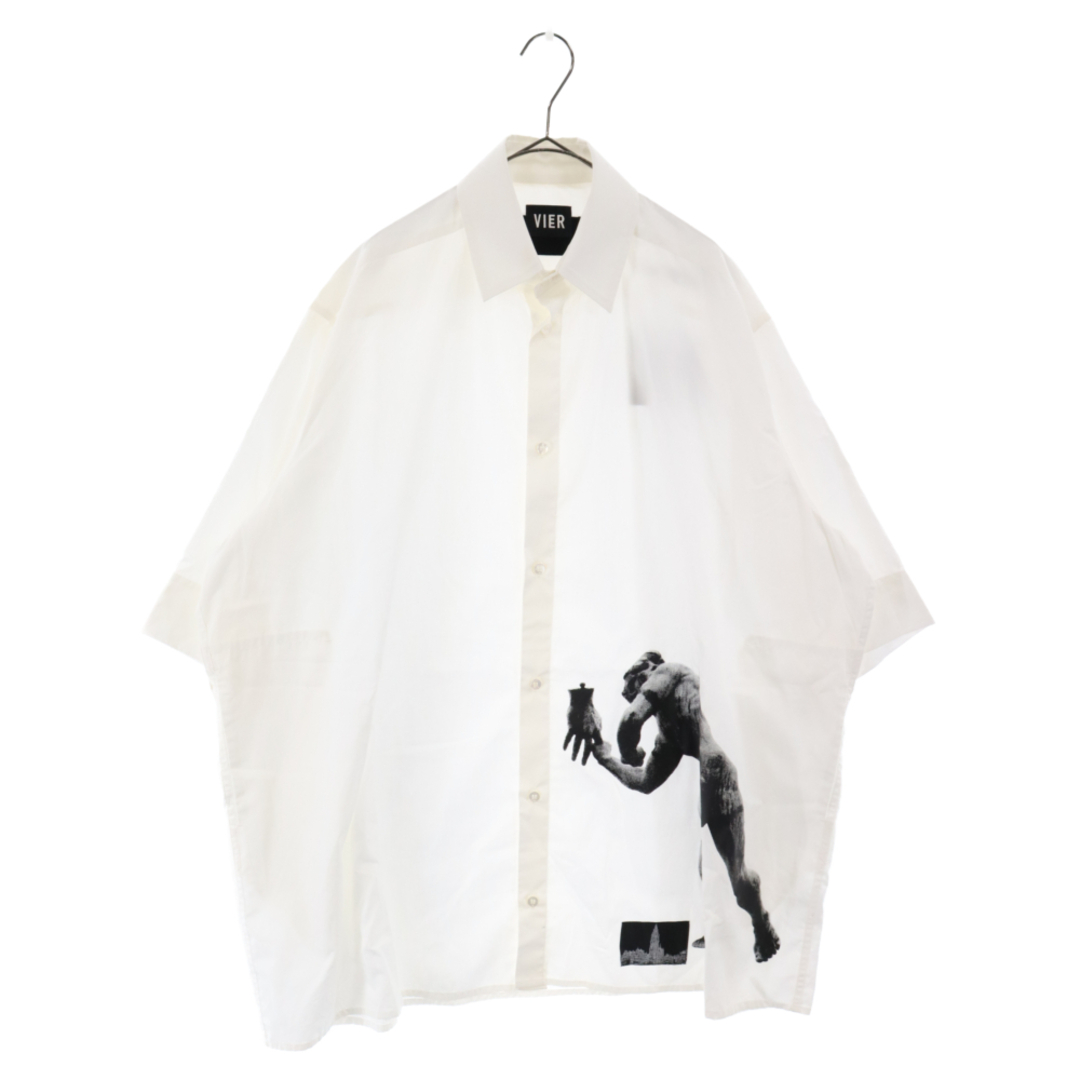 50センチ袖丈th TARO HORIUCHI ティーエイチ  タロウホリウチ VIER Over Shirts オーバー半袖シャツ ホワイト 2101-VSH01-M122