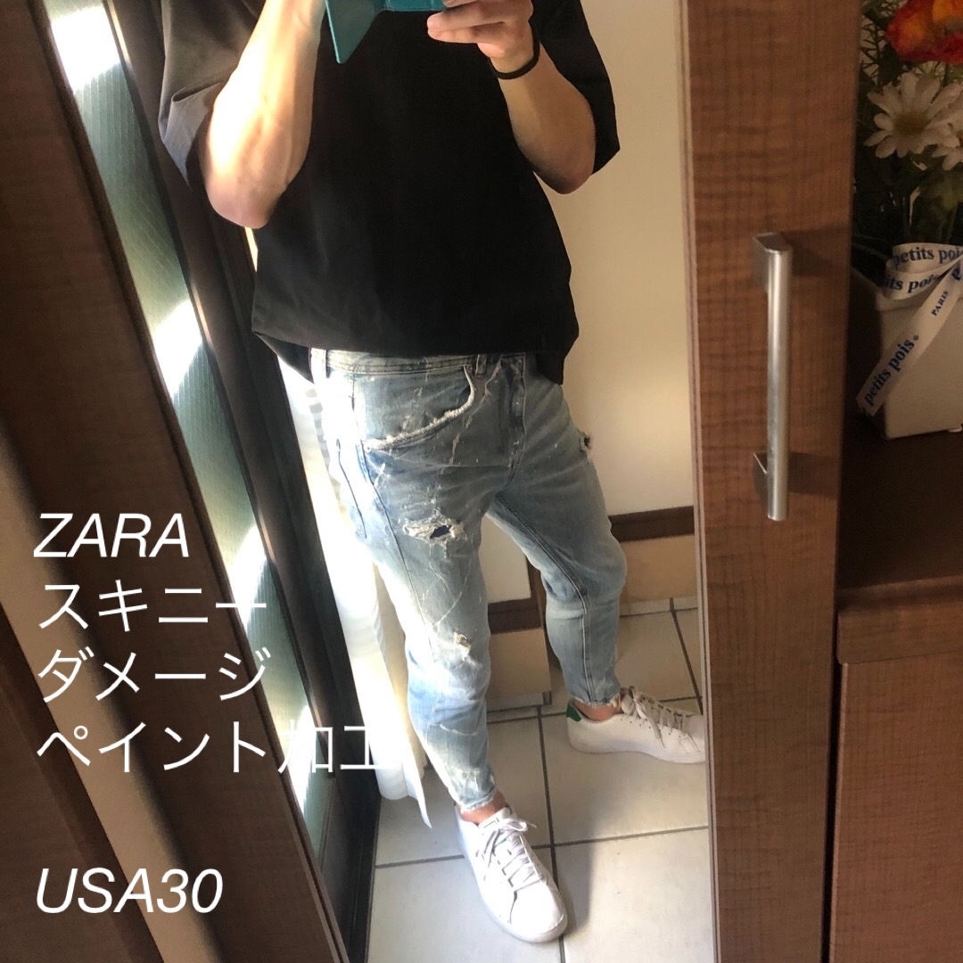 ZARA ザラ ペイント クラッシュデニム ストレッチ スキニー ジーンズ